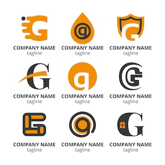 Płaska Konstrukcja G List Logo Paczka Darmowych Wektorów