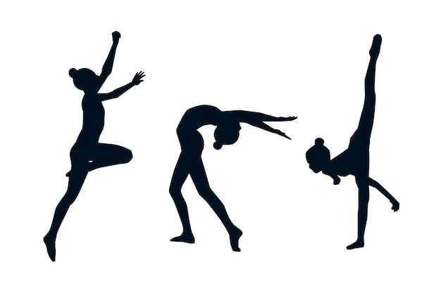 Płaska konstrukcja gimnastyczki ilustracja sylwetka