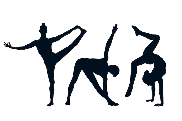 Bezpłatny wektor płaska konstrukcja gimnastyczki ilustracja sylwetka