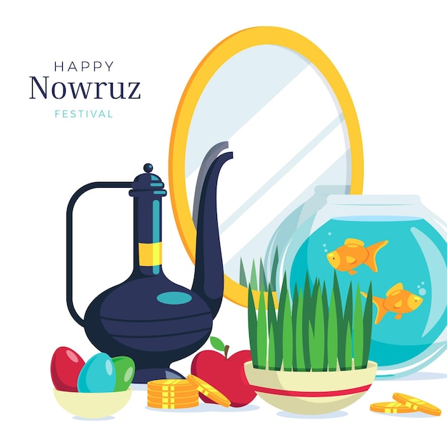 Bezpłatny wektor płaska konstrukcja happy nowruz