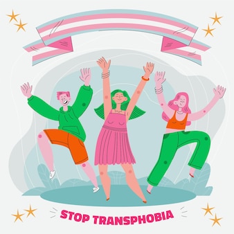 Płaska konstrukcja ilustracja koncepcja zatrzymania transfobii