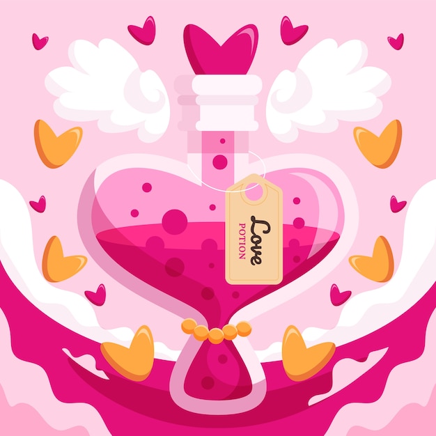 Bezpłatny wektor płaska konstrukcja ilustracja różowa butelka mikstury