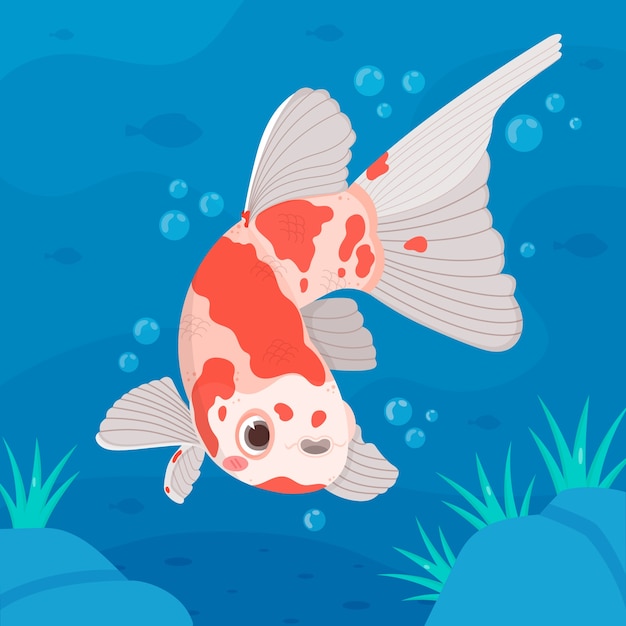 Płaska konstrukcja ilustracji ryb koi