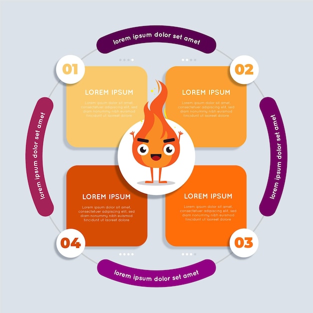 Płaska Konstrukcja Infografiki Ognia