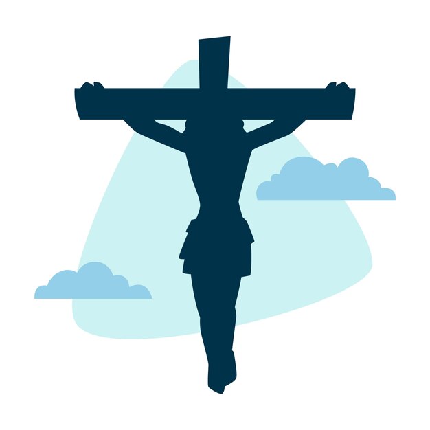 Płaska konstrukcja jezus sylwetka ilustracja