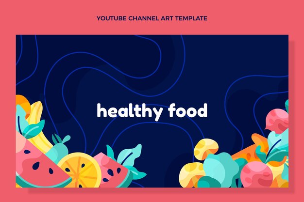Bezpłatny wektor płaska konstrukcja kanał youtube zdrowej żywności