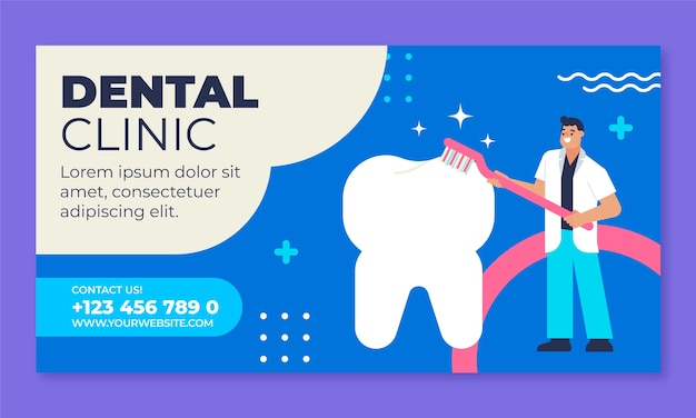 Bezpłatny wektor płaska konstrukcja kliniki dentystycznej facebook szablon