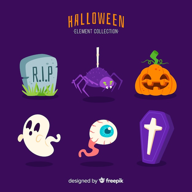 Płaska Konstrukcja Kolekcji Elementów Halloween