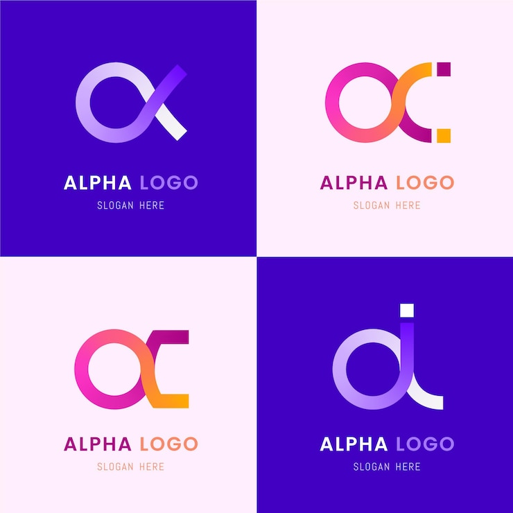 Bezpłatny plik Wektor płaska konstrukcja kolorowe logo alfa