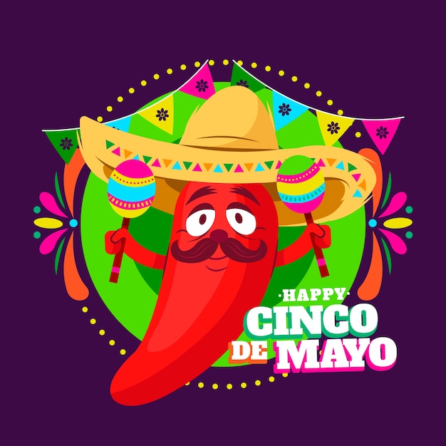 Płaska Konstrukcja Koncepcja Cinco De Mayo