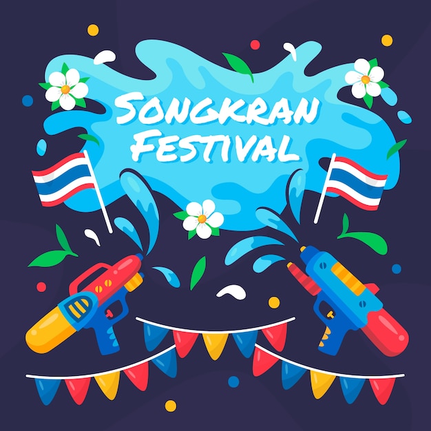 Płaska Konstrukcja Koncepcji Songkran