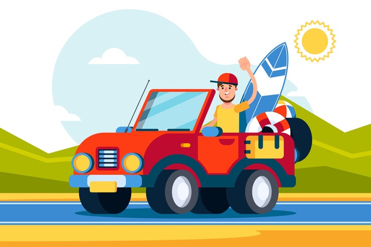 Bezpłatny plik Wektor płaska konstrukcja letnia ilustracja samochodu