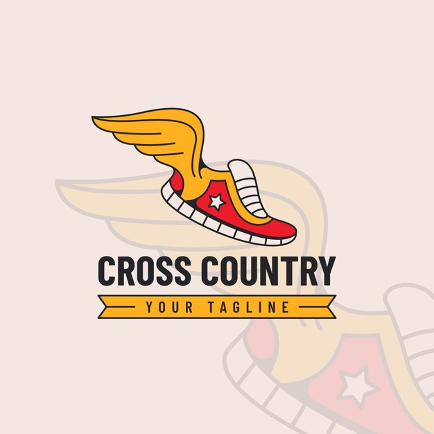 Bezpłatny wektor płaska konstrukcja logo cross country