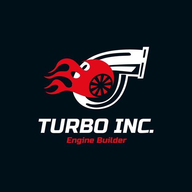 Płaska konstrukcja logo turbo