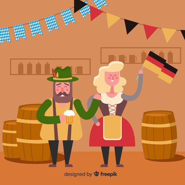 Płaska konstrukcja ludzi obchodzi oktoberfest