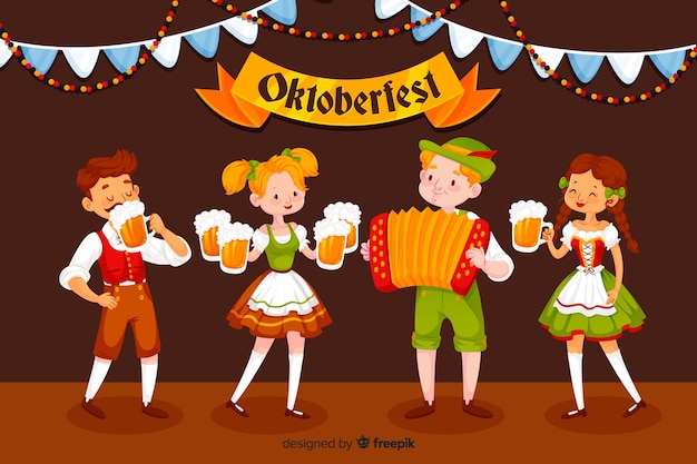 Bezpłatny wektor płaska konstrukcja ludzi obchodzi oktoberfest