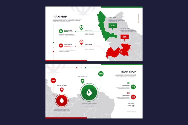 Bezpłatny plik Wektor płaska konstrukcja mapa infograficzna iranu