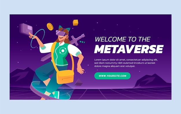 Bezpłatny wektor płaska konstrukcja metaverse post na facebooku