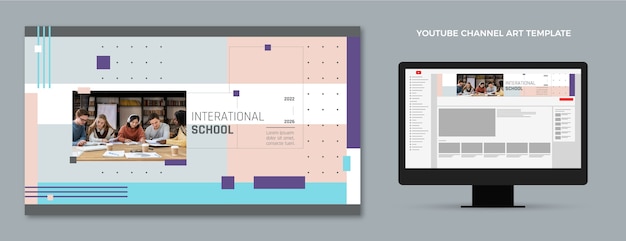 Bezpłatny wektor płaska konstrukcja minimalna międzynarodowa szkoła sztuki kanału youtube
