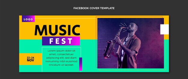 Płaska konstrukcja minimalna okładka festiwalu muzycznego na facebooku