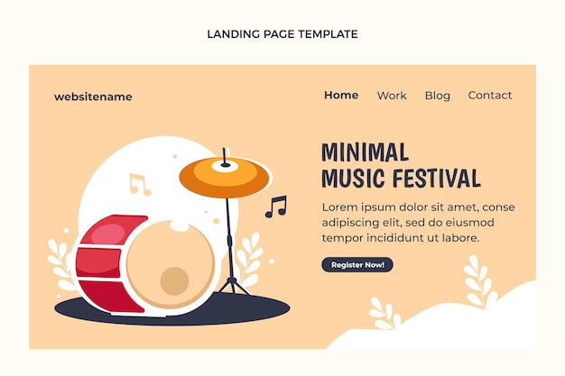 Bezpłatny wektor płaska konstrukcja minimalna strona docelowa festiwalu muzycznego