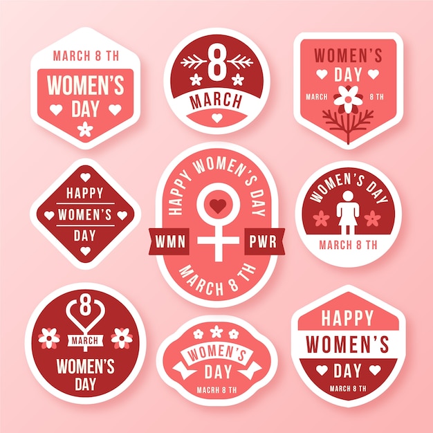 Płaska Konstrukcja Motywu Kolekcji Odznaka Dzień Kobiet