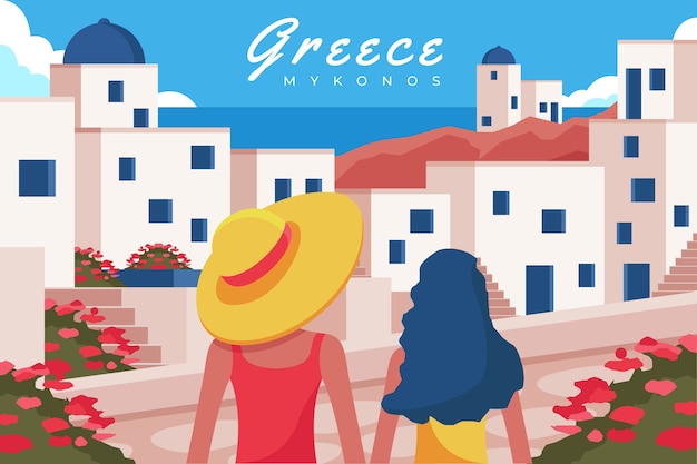 Płaska Konstrukcja Mykonos Ilustracja