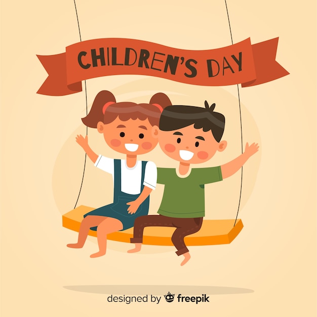 Płaska Konstrukcja Na Dzień Dziecka Ilustracji