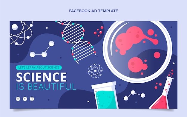 Bezpłatny wektor płaska konstrukcja naukowa reklama na facebooku