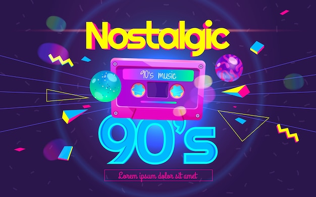 Płaska konstrukcja nostalgicznego tła z lat 90.