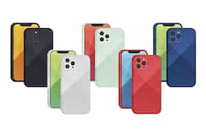 Bezpłatny wektor płaska konstrukcja nowego smartfona w różnych kolorach