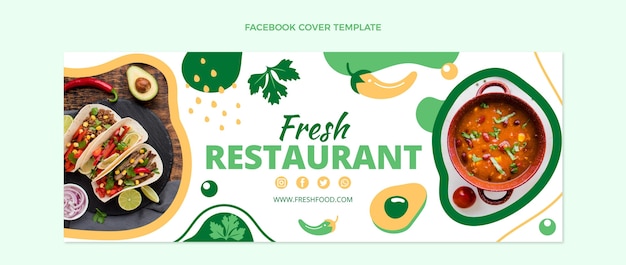 Płaska konstrukcja okładki na facebooku z jedzeniem