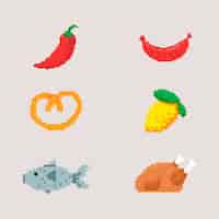 Bezpłatny wektor płaska konstrukcja pikseli ilustracja jedzenie