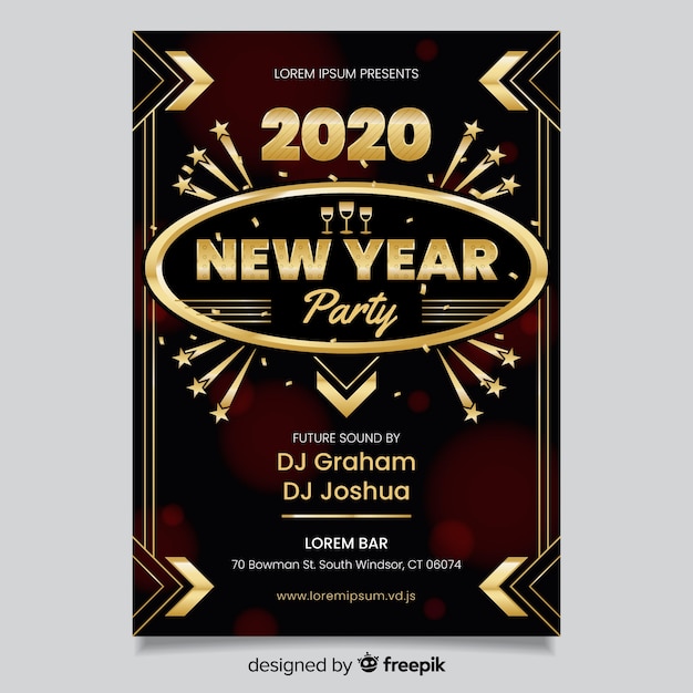 Płaska Konstrukcja Plakatu Party Nowy Rok 2020