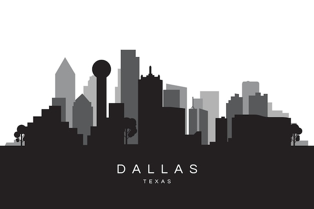 Płaska Konstrukcja Sylwetki Panoramę Dallas