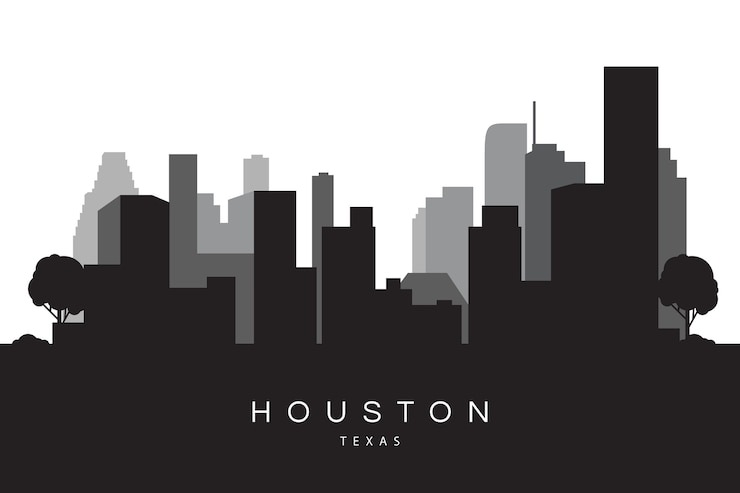 Bezpłatny plik Wektor płaska konstrukcja sylwetki panoramę houston