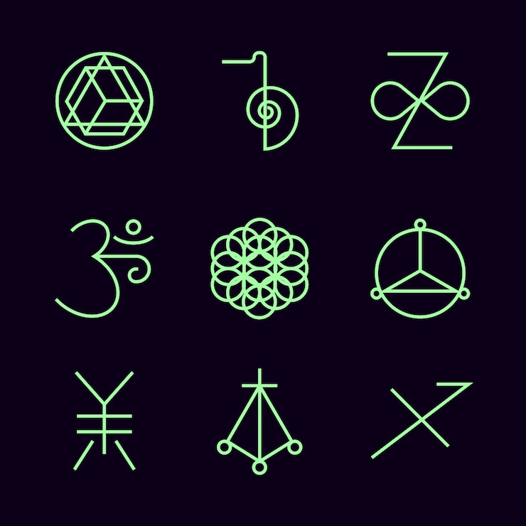 Bezpłatny plik Wektor płaska konstrukcja symboli reiki