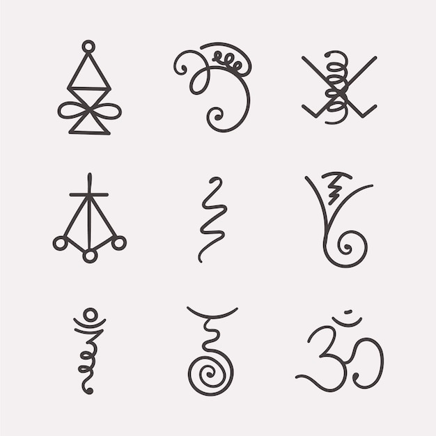 Bezpłatny wektor płaska konstrukcja symboli reiki