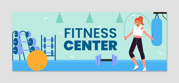 Bezpłatny wektor płaska konstrukcja szablon centrum fitness