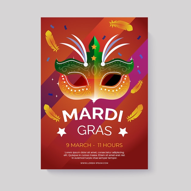 Płaska Konstrukcja Szablon Plakat Mardi Gras