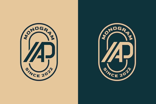 Płaska Konstrukcja Szablon Projektu Logo Monogram Ap