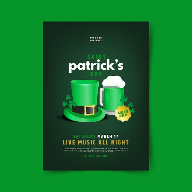 Płaska Konstrukcja Szablon St Patricks Day Plakat