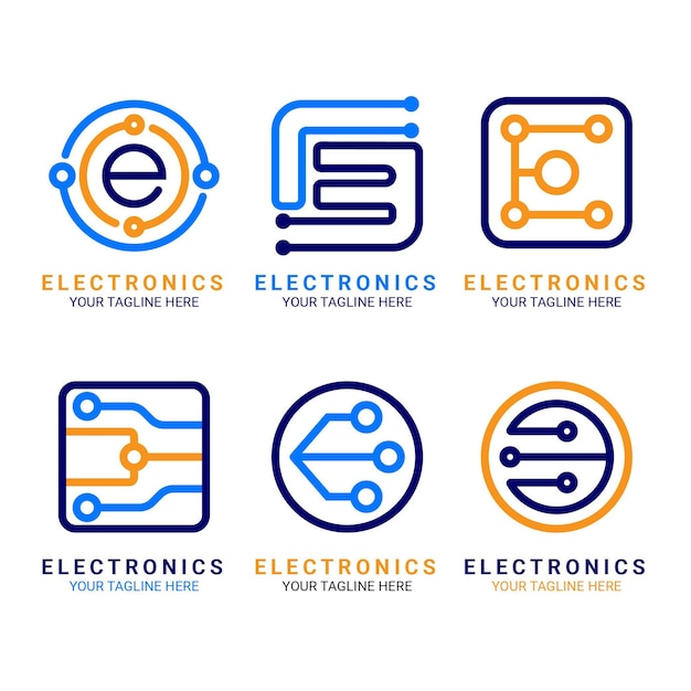 Płaska Konstrukcja Szablonów Logo Elektroniki
