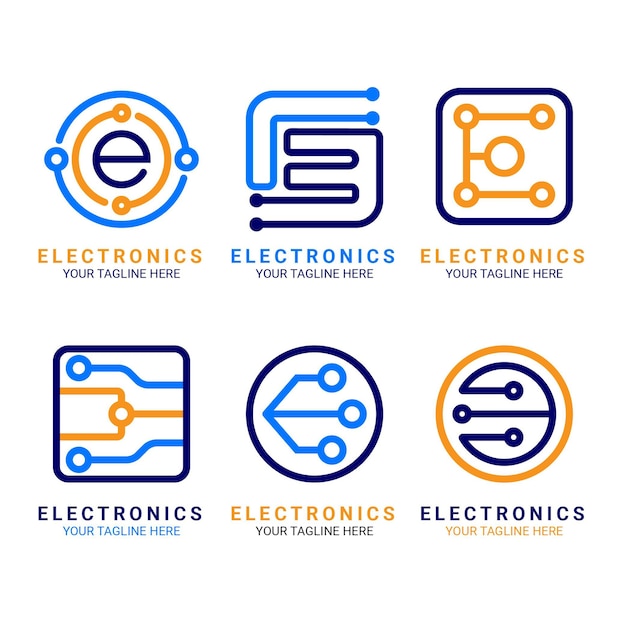 Bezpłatny wektor płaska konstrukcja szablonów logo elektroniki