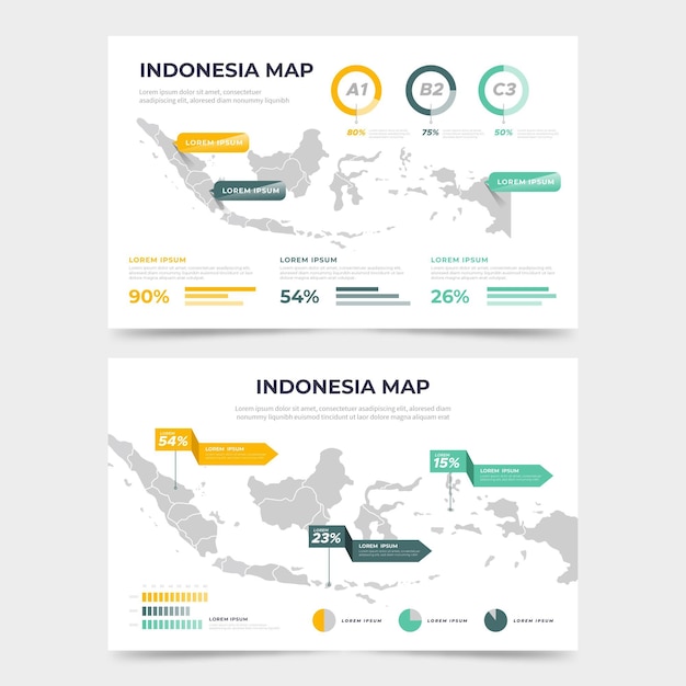 Płaska Konstrukcja Szablonu Infografiki Mapa Indonezji