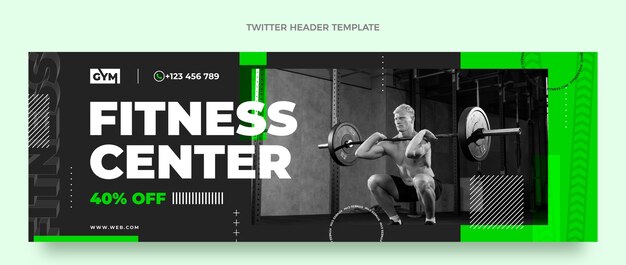 Płaska konstrukcja szablonu nagłówka twitter centrum fitness