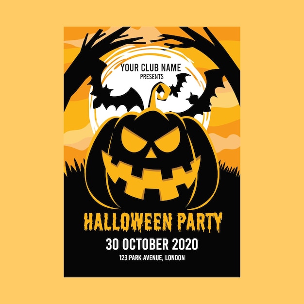 Bezpłatny wektor płaska konstrukcja szablonu plakatu halloween party