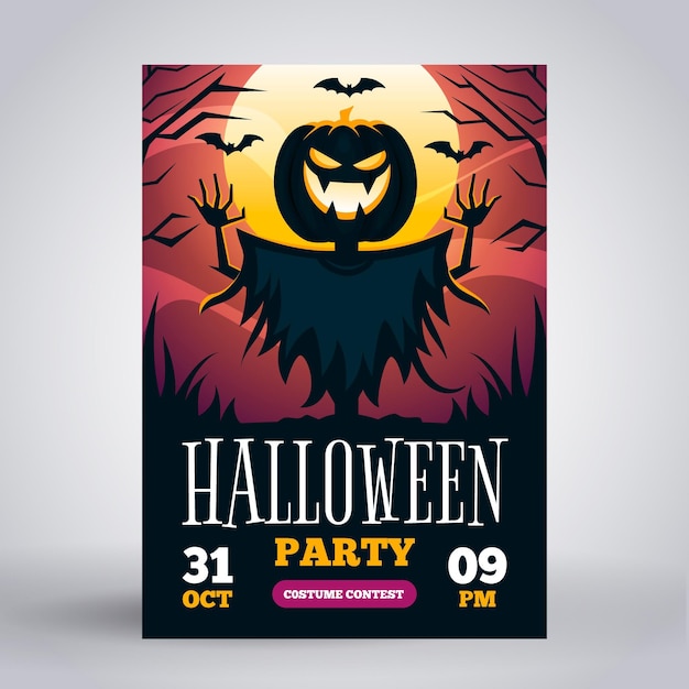 Płaska Konstrukcja Szablonu Plakatu Halloween Party