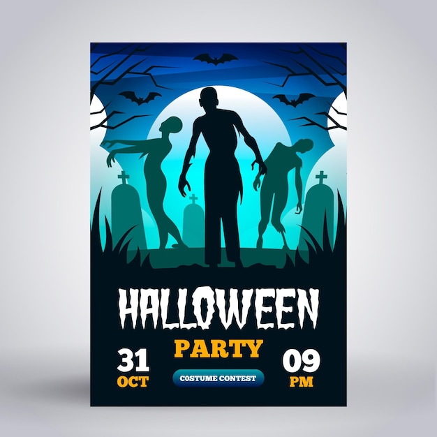 Płaska Konstrukcja Szablonu Plakatu Halloween Party