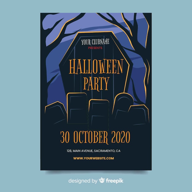 Płaska Konstrukcja Szablonu Ulotki Halloween Party